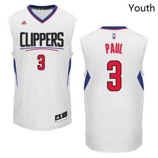 Youth Adidas Los Angeles Clippers 3 Chris Paul Swingman White Home NBA Jersey